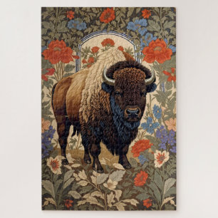 Eleganter Bison William Morris Inspiriert Puzzle