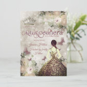 Eleganter Bkeh Butterfly Blumengarten Quinceañera Einladung (Stehend Vorderseite)