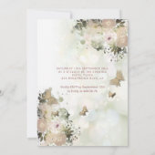 Eleganter Bkeh Butterfly Blumengarten Quinceañera Einladung (Rückseite)