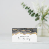 Eleganter Black Agate Slice und Gold Glitzer Visitenkarte (Stehend Vorderseite)