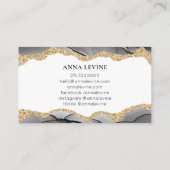 Eleganter Black Agate Slice und Gold Glitzer Visitenkarte (Rückseite)