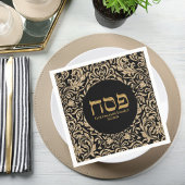 Eleganter Black and Glitzer Gold Hebrew Pessach Serviette