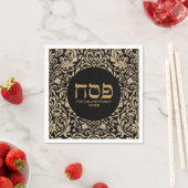 Eleganter Black and Glitzer Gold Hebrew Pessach Serviette (Beispiel)