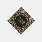 Eleganter Black and Glitzer Gold Hebrew Pessach Serviette (Ecke)