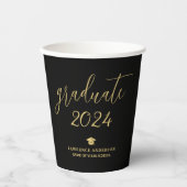 Eleganter Black and Gold 2024 Graduate Abschluss Pappbecher (Vorderseite)