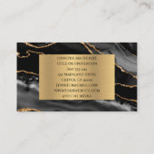 Eleganter Black and Gold Agate Luxury Visitenkarte (Rückseite)