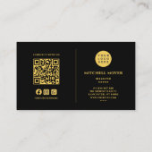Eleganter Black and Gold Beekeeper QR Code & Logo Visitenkarte (Rückseite)