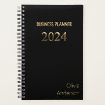 Eleganter Black and Gold Business Planner 2024