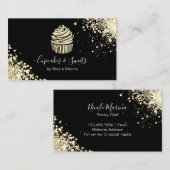 Eleganter Black and Gold Cupcake Bäckerei Konditor Visitenkarte (Vorne/Hinten)