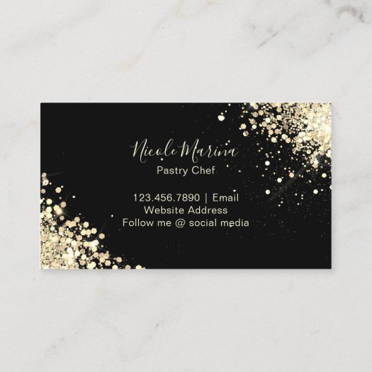 Eleganter Black and Gold Cupcake Bäckerei Konditor Visitenkarte (Rückseite)