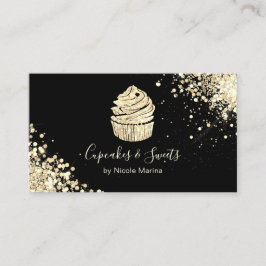 Eleganter Black and Gold Cupcake Bäckerei Konditor Visitenkarte