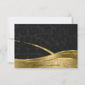 Eleganter Black and Gold Damask RSVP Karte (Rückseite)