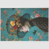 Eleganter Black and Gold Floral Birdcage Hat Seidenpapier (Vorderseite)