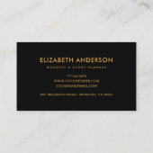 Eleganter Black and Gold Foil Hochzeitsplaner Visitenkarte (Rückseite)