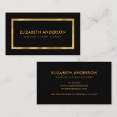 Eleganter Black and Gold Foil Hochzeitsplaner Visitenkarte (Vorne/Hinten)