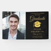 Eleganter Black and Gold Foto Abschluss Banner (Horizontal)