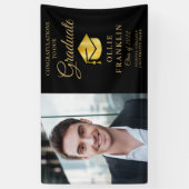 Eleganter Black and Gold Foto Abschluss Banner (Vertikal)