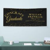 Eleganter Black and Gold Glitzer Abschluss Banner (Messe)