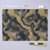 Eleganter Black and Gold Glitzer Agate Birthday Seidenpapier (Handwerk)