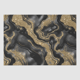 Eleganter Black and Gold Glitzer Agate Birthday Seidenpapier