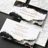 Eleganter Black and Gold Glitzer Agate Visitenkarte