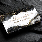 Eleganter Black and Gold Glitzer Agate Visitenkarte