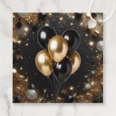 Eleganter Black and Gold Glitzer Balloon Geburtsta Geschenkanhänger (Rückseite)