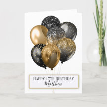Eleganter Black and Gold Glitzer Balloons Geburtst