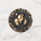 Eleganter Black and Gold Glitzer Happy Birthday Konfetti (Klein Vorderseite)