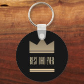 Eleganter Black and Gold King Crown Der beste Vate Schlüsselanhänger (Vorderseite)