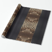 Eleganter Black and Gold Leopard Glitzer Geschenkpapier (Ungerollt)