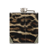 Eleganter Black and Gold Monogram Leopard Flachmann (Rückseite)