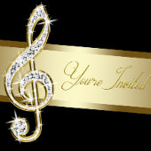 Eleganter Black and Gold Music Treble Clef Einladung