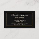 Eleganter Black and Gold Rose Retail Sales Manager Visitenkarte (Rückseite)