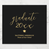 Eleganter Black and Gold Script Graduate Abschluss Bierflaschenetikett (Einzelnes Label)