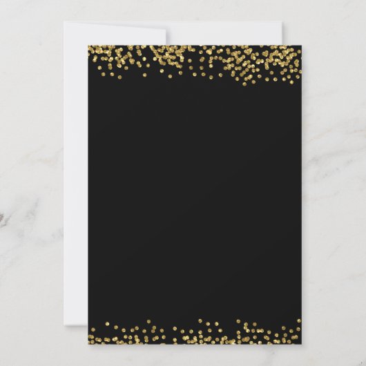 Eleganter Black and Gold Sparkle Glitzer Abschluss Einladung (Rückseite)