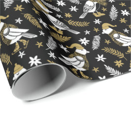 Eleganter Black and Gold Woodland Bird Geschenkpapier