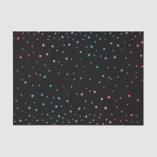 Eleganter Black and Rainbow Stars Starry Night Sky Seidenpapier (Vorderseite)