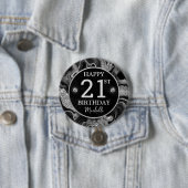 Eleganter Black and Silver Glitzer Agate Birthday Button (Beispiel)