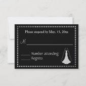 Eleganter Black and Silver Wedding RSVP (Rückseite)