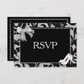 Eleganter Black and Silver Wedding RSVP (Vorne/Hinten)