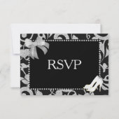 Eleganter Black and Silver Wedding RSVP Karte (Vorderseite)