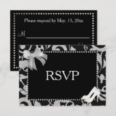 Eleganter Black and Silver Wedding RSVP Karte (Vorne/Hinten)