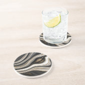 Eleganter Black and White Gold Agate Untersetzer (Seite)