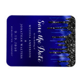 Eleganter Black Blue Glitzer Tropfen Save the Date Magnet (Horizontal)