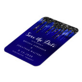 Eleganter Black Blue Glitzer Tropfen Save the Date Magnet (Linke Seite)