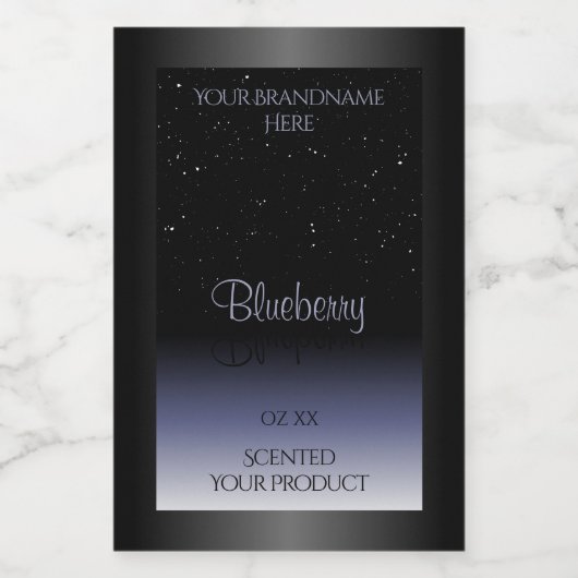 Eleganter Black Blue Gradient Product Labels Glitz Lebensmitteletikett (Einzelnes Label)