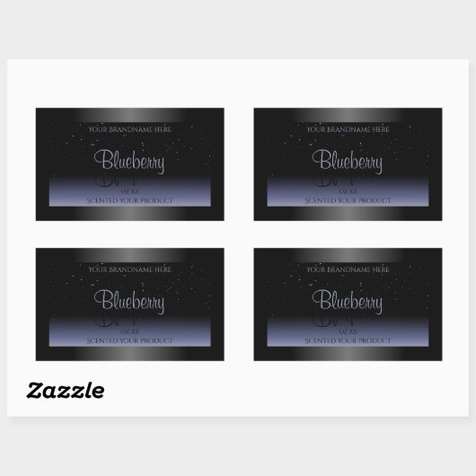 Eleganter Black Blue Gradient Product Labels Glitz Rechteckiger Aufkleber (Blatt)