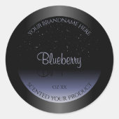 Eleganter Black Blue Gradient Product Labels Glitz Runder Aufkleber (Vorderseite)
