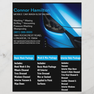 Eleganter Black Blue Mobile Auto Car Wash Detailin Flyer